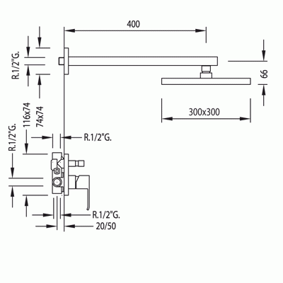Cuadro-Tres zestaw natryskowy podtynkowy chrom - 1.06.980