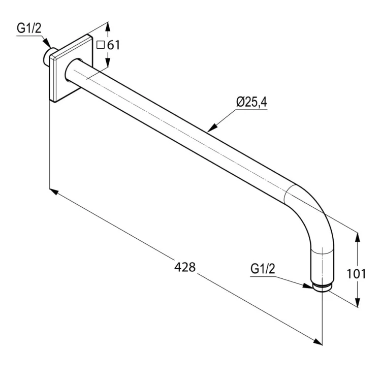 A-QA Kludi ramię natrysku 400 mm chrom - 6653405-00