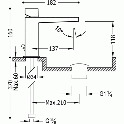 Slim-Tres Bateria umywalkowa 160mm z korkiem automatycznym chrom - 20210302D