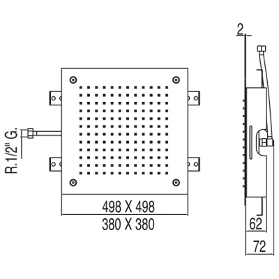 Tres głowica natryskowa ze stali nierdzewnej 380x380 mm chrom – 1.34.944