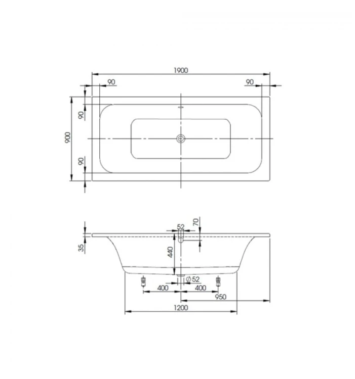 Loop&Friends Square Duo Villeroy&Boch wanna prostokątna 190x90 - UBA199LFS2V01