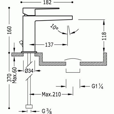 Slim-Tres Bateria umywalkowa 160mm z korkiem automatycznym chrom - 20210301D