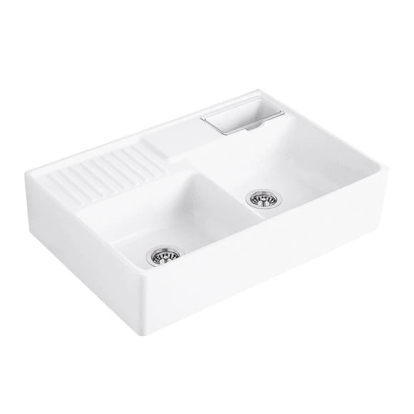 V&B Premiumline zlew modułowy dwukomorowy kucheny 90 snow white (połysk) - 632391KG