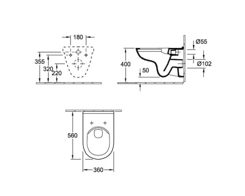 O.Novo Villeroy&Boch miska WC wisząca bez kołnierza wewnętrznego - 5660R001
