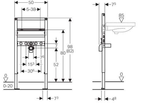 Geberit Duofix element montażowy do umywalki dla baterii stojącej H98/82 - 111.485.00.1