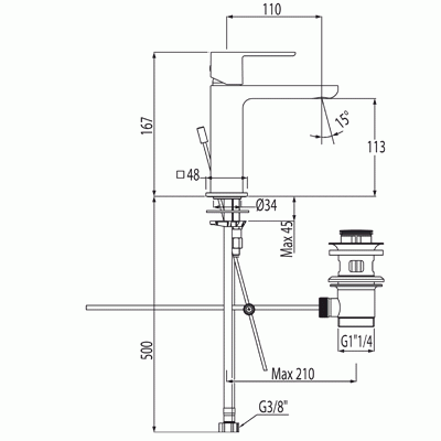 Loft-Tres bateria umywalkowa z przedłużką chrom – 200.103.01