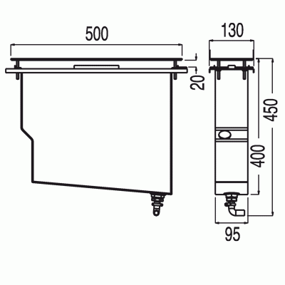 Loft-Tres 3-otworowy zestaw montażowy ze zbiornikiem do odprowadzania resztek wody chrom  200.245.01
