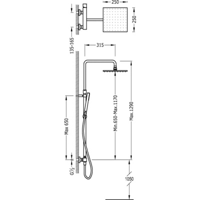 Cuadro-Tres Zestaw kolumna natryskowa teleskopowa chrom – 00719701