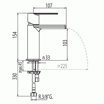 Loft-Tres bateria umywalkowa kaskada otwarta chrom – 200.110.01