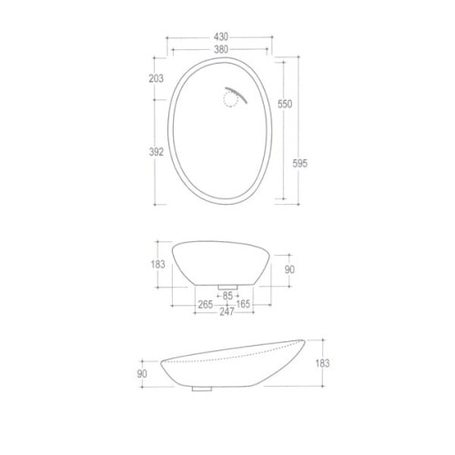 Biko Vitruvit umywalka nablatowa 595x430 cm biała - BIKLAA