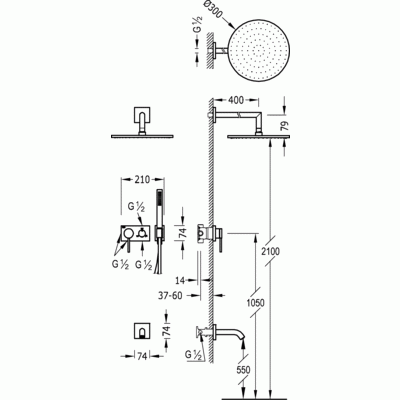 3V Tres podtynkowy zestaw wannowo natryskowy chrom - 210.273.13
