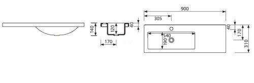 Talia Marmorin umywalka kompozytowa 900x310R Duracoat® - P_U_078_03_0900