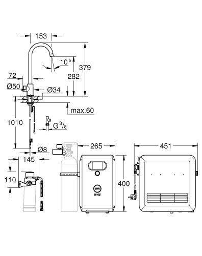 GROHE Blue® Mono Chilled and Sparkling bateria kuchenna supersteel - 31302DC2