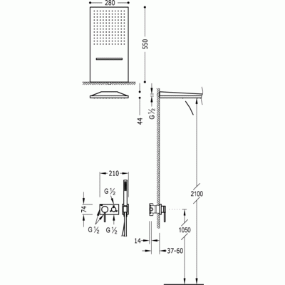 3V Tres zestaw natryskowy z baterią podtynkową chrom - 210.273.01 rys