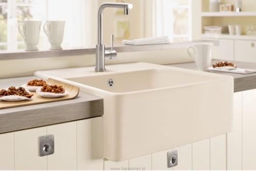 Zlew ceramiczny farmerski Villeroy&Boch creme (połysk) beżowy 632061KR