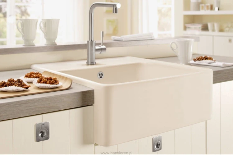 Zlew ceramiczny farmerski Villeroy&Boch creme (połysk) beżowy 632061KR