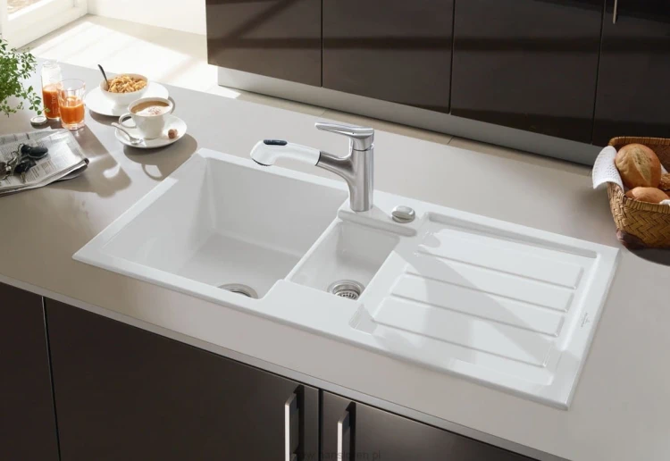 Flavia 60 Classicline V&B zlewozmywak ceramiczny 510x1010mm korek manualny white alpin (połysk) - 330401R1