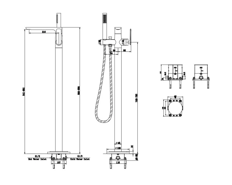 Experience bateria wannowa wolnostojąca czarny mat - QF1165EB
