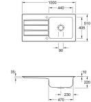 Architectura 60 Classicline V&B zlewozmywak ceramiczny 510x1000 korek manualny graphite (mat) - 336001I4