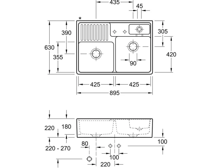 Villeroy&Boch Premiumline zlewozmywak modułowy dwukomorowy kucheny 90 korek automatyczny chromit - 632392J0