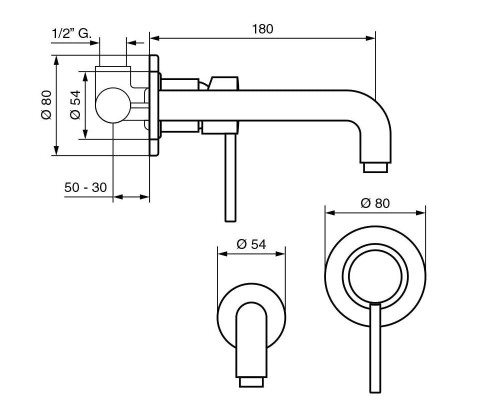 Piper bateria umywalkowa podtynkowa czarny mat - 45055NO