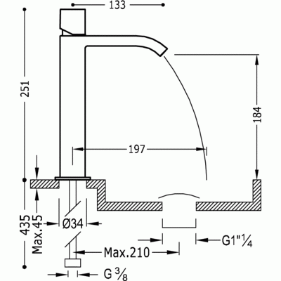 Cuadro-Tres Bateria umywalkowa z wylewką typu kaskada h:251 mm chrom – 00661002