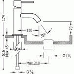 Study-Tres Bateria umywalkowa 174mm z dźwignią chrom - 26290301