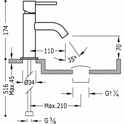 Study-Tres Bateria umywalkowa 174mm z dźwignią chrom - 26290301