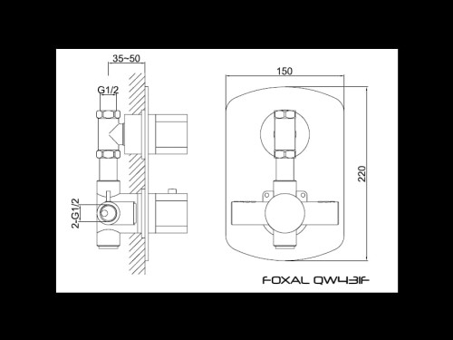 Foxal Kohlman bateria prysznicowa termostatyczna chrom - QW431F tech