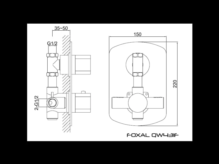 Foxal Kohlman bateria prysznicowa termostatyczna chrom - QW431F tech