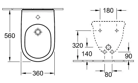 O.Novo Villeroy&Boch bidet wiszący 360x560 mm - 54600001