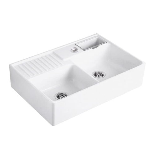 Zlew ceramiczny modułowy V&B Classicline dwukomorowy kuchenny white alpin 632392R1