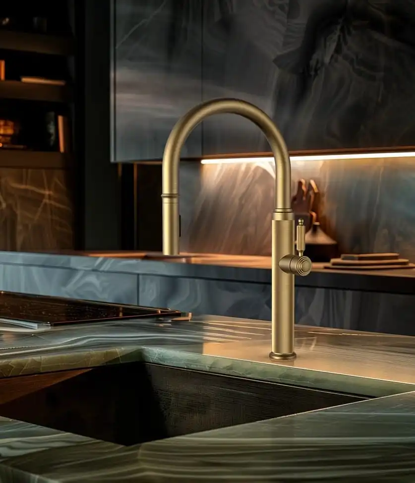 Appia Gosk bateria kuchenna złota ryflowana