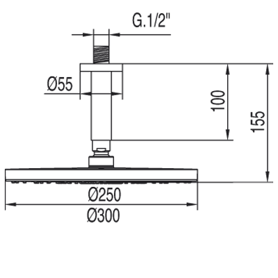 Tres głowica do mocowania sufitowego fi 300 chrom – 1.34.331