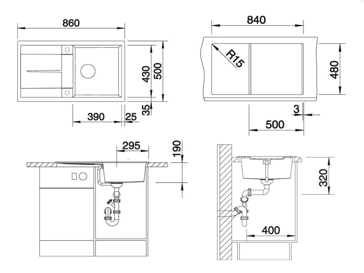 Metra 5S-F Blanco Siligranit zlewozmywak 850x490 korek auto antracyt - 519097