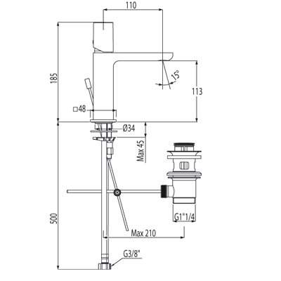Loft-Tres bateria umywalkowa z przedłużką chrom – 200.101.02