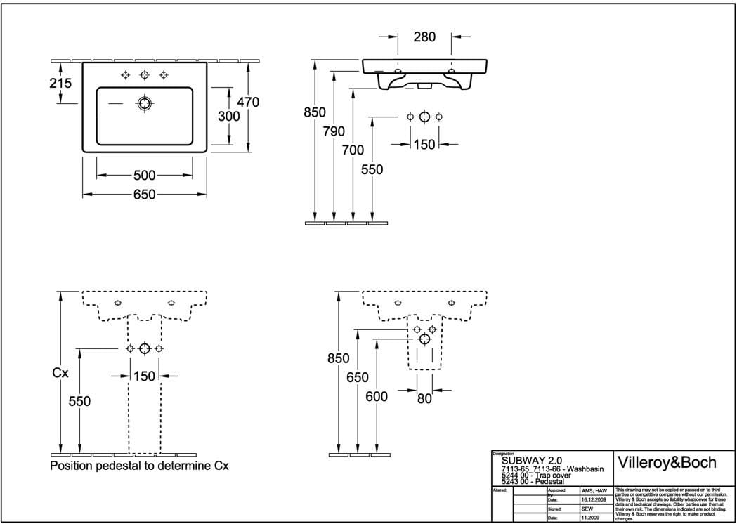 Subway 2.0 V&B umywalka 650x470mm z przelewem white alpin ceramicplus - 7113 65 R1