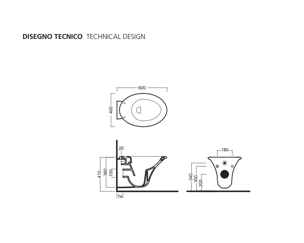Sculture Hatria miska WC wisząca 400x600 – YXKN01