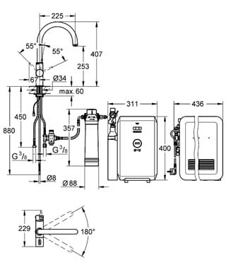 GROHE Blue® Chilled and Sparkling bateria kuchenna dwufunkcyjna z filtrem chrom -  31323001