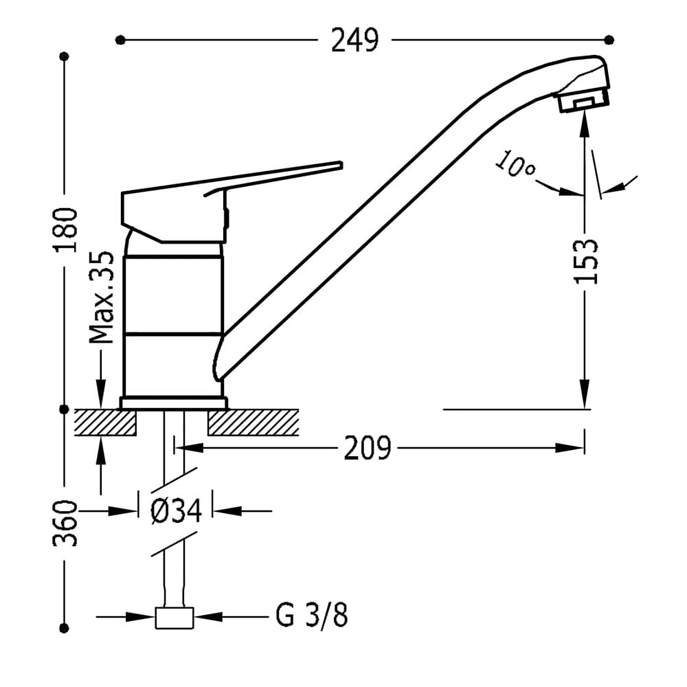 Base-Tres bateria zlewozmywakowa stojąca chrom - 21533301