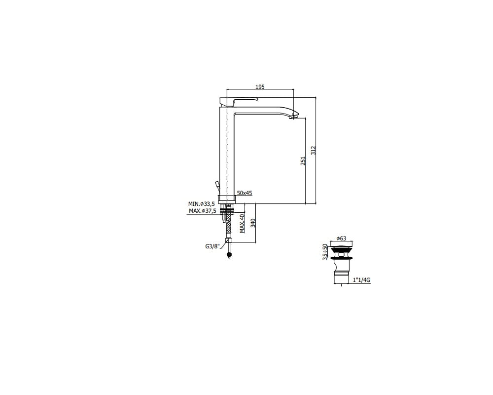Level Paffoni baterai umywalkowa wysoka chrom