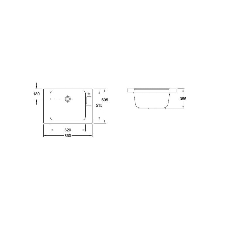 O.novo V&B Wanna pralnicza 860 x 355 x 605 mm white alpin Ceramicplus - 692210R1