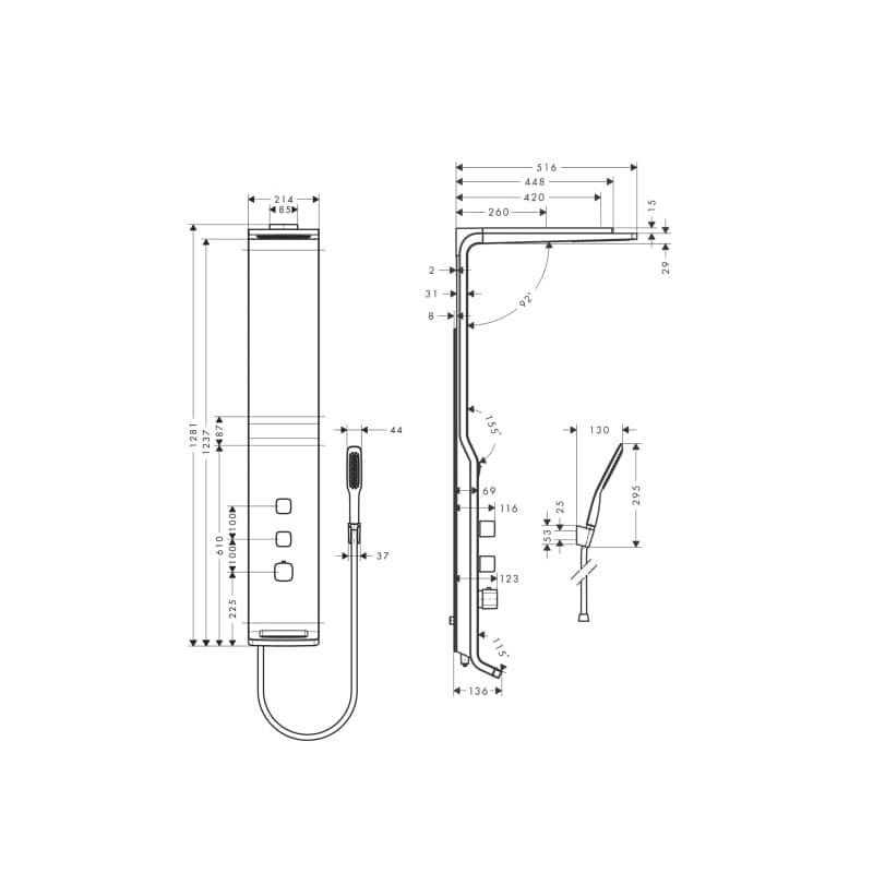Lift Raindance Hansgrohe panel prysznicowy biały/chrom - 27008400