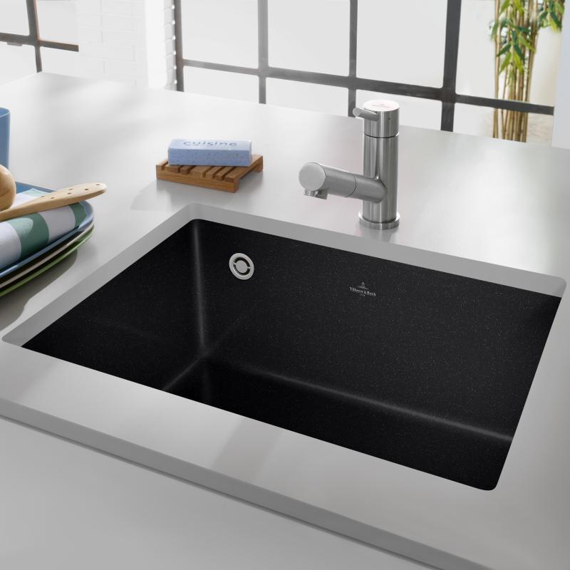 Subway SU 60 Villeroy&Boch zlew ceramiczny podblatowy chromit (połysk)  czarny 331001J0