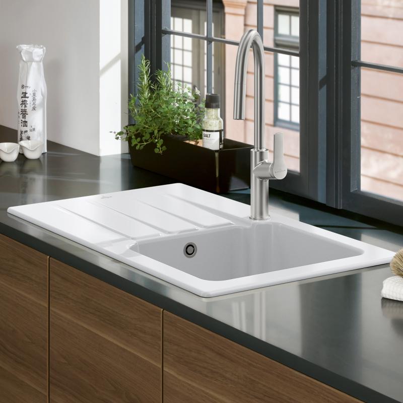 Architectura 45 Classicline Villeroy&Boch zlewozmywak ceramiczny 510x800 KM stone white 335001RW