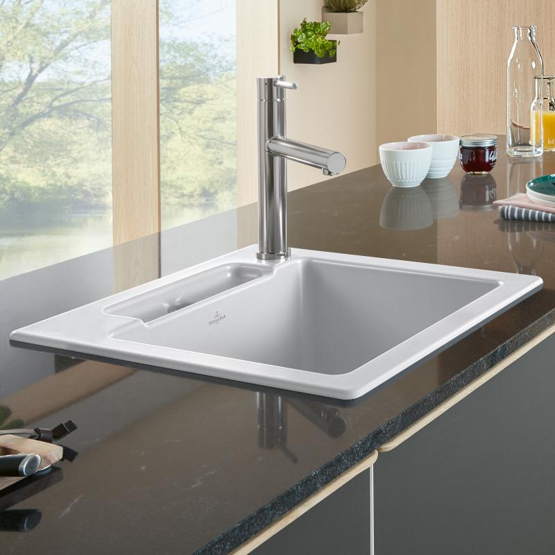 Siluet 50 S Villeroy&Boch TitanCeram zlewozmywak ceramiczny KM 510x510 snow white 334501KG