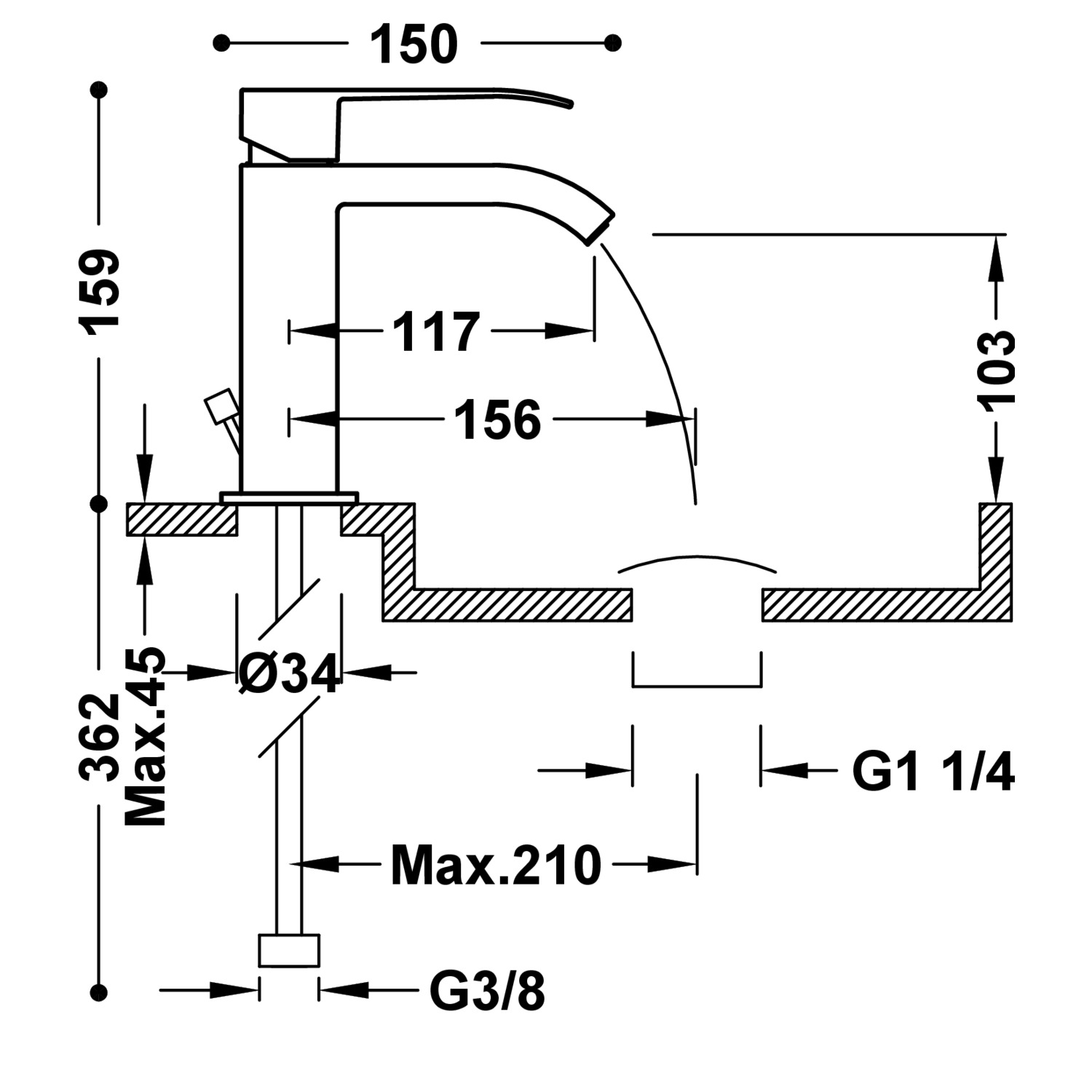 cuadro-tres-bateria-umywalkowa-z-wylewka-typu-kaskada-chrom-dzwignia-z-korkiem-automatycznym-00610101d-tech