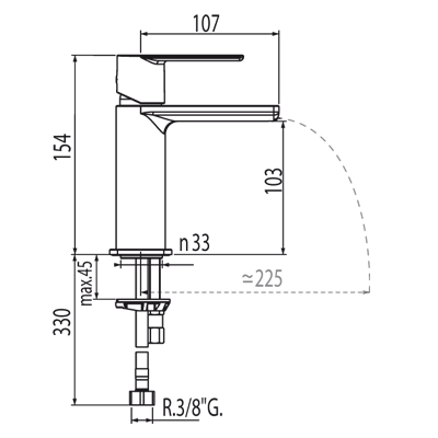Loft-Tres bateria umywalkowa kaskada otwarta chrom – 200.110.02