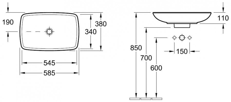 Loop&Friends V&B umywalka nablatowa 585x380 cm bez przelewu white alpin ceramicplus - 5154 01 R1