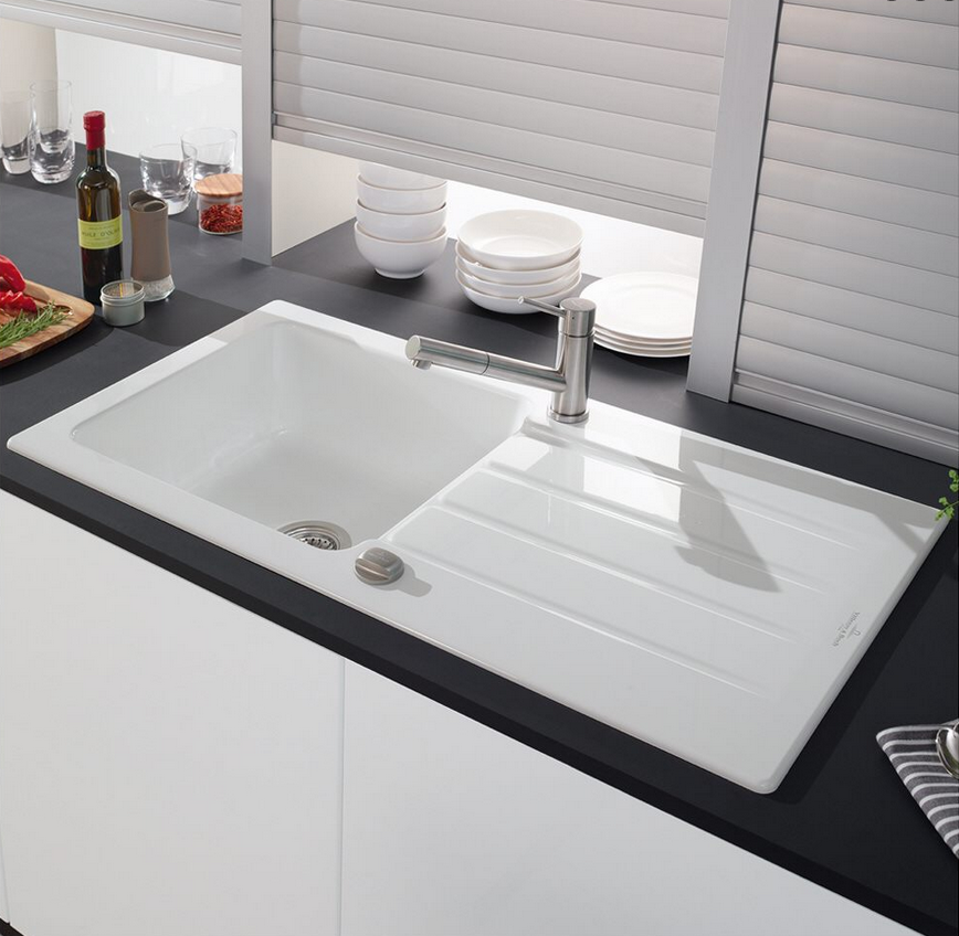 Architectura 60 Classicline V&B zlewozmywak ceramiczny 510x1000 korek manualny creme (połysk) - 336001KR